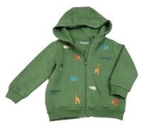 Khaki propínací mikina se zvířátky a kapucí Nutmeg