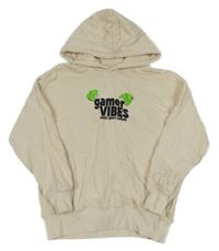 Smetanová mikina s nápisy a kapucí ZARA