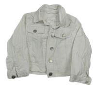 Smetanová riflová crop bunda s límečkem Next