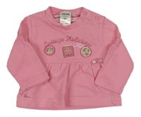Růžová mikina s pejsky a nápisem a ptáčkem JACKY Baby