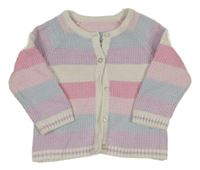 Barevný pruhovaný vzorovaný pletený propínací svetr Nutmeg