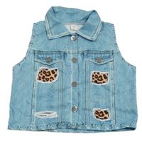 Modrá vesta riflového vzhledu se vzorem SHEIN