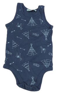 Tmavomodré tílkové body s týpí a šípy lupilu