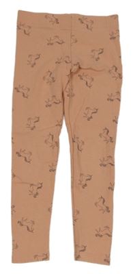Světleskořicové teplákové legíny s jednorožci H&M