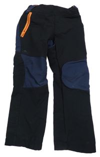 Černo-tmavomodré šusťákové outdoorové kalhoty
