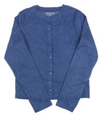 Tmavomodrý žebrovaný propínací crop svetr PRIMARK