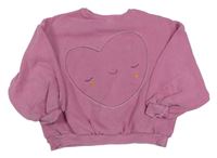 Růžová oversize mikina se srdíčkem Next
