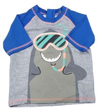 Šedo-modré UV tričko se žralokem Primark