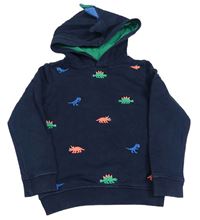 Tmavomodrá mikina s dinosaury a kapucí M&S