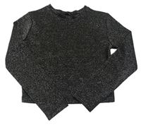 Černý třpytivý lehký crop svetr George