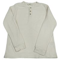 Bílé žebrované triko s knoflíky zn. H&M