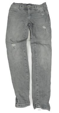 Šedé skinny rifle s prošoupáním