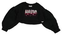 Černá crop mikina s nápisem s flitry Matalan
