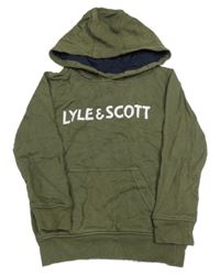 Khaki mikina s nápisem a kapucí Lyle&Scott