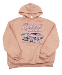 Růžová mikina s autem a kapucí Shein