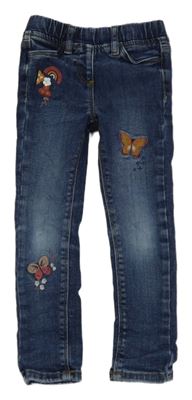Tmavomodré džegíny s motýly a duhou Vertbaudet