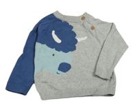 Šedo-modrý svetr s buvolem Mothercare