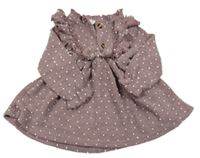 Starorůžové puntíkaté šaty sa volánky a mašlí Shein