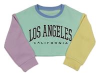 Mátovo-žluto-lila crop mikina s nápisem Shein