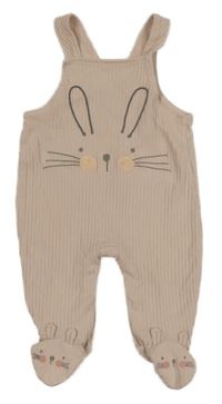 Pudrové žebrované dupačky s králíkem George