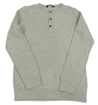 Světlešedý melírovaný žebrovaný svetr s knoflíky George