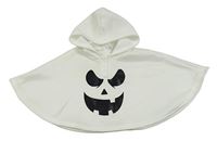 Bílé teplákové pončo s dýní a kapucí