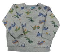 Šedá melírovaná mikina s draky Ergee