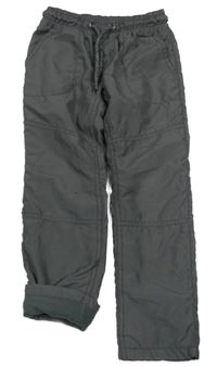 Tmavošedé šusťákové zateplené kalhoty C&A