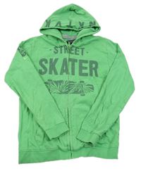 Zelená propínací mikina s nápisem a kapucí Nukutavake