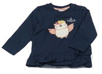 Tmavomodrá tepláková tunika se sovou Liegelind