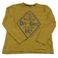 Hnědo-černé melírované triko s nápisem Yigga