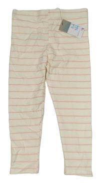 Nové - Smetanovo-růžové pruhované legíny Primark