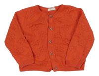 Červený propínací svetr s perforovanými květy Next