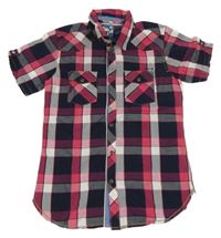 Tmavomodro-fuchsiovo-bílá kostkovaná košile Review