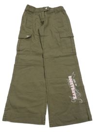 Khaki plátěné cargo kalhoty s nápisem Kangaroos