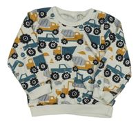 Smetanová mikina se stavebními stroji