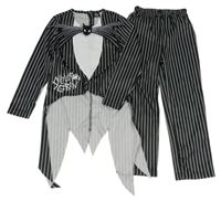 Kostým - 2set- Černo-bílý pruhovaný frak + kalhoty - Ukradené Vánoce Tima Burtona Matalan