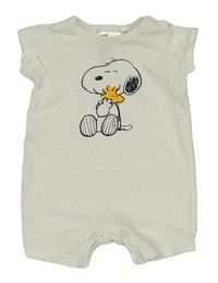 Bílý bavlněný kraťasový overal se Snoopym H&M