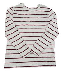 Bílo-vínové pruhované triko Primark