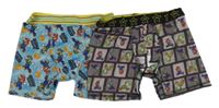 2x boxerky s Mariem a Luigim - modré + šedé kostkované