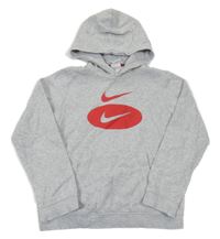 Šedá melírovaná mikina s logem a kapucí Nike
