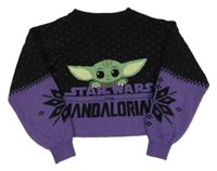 Černo-fialový crop svetr s Grogu - Mandalorian H&M