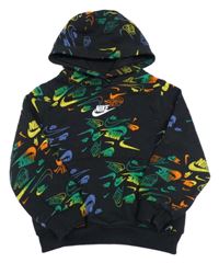 Černá mikina s logy a kapucí Nike
