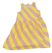 Růžovo-žluté pruhované šaty H&M