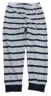 Šedo-černé pruhované sametové pyžamové kalhoty Pocopiano