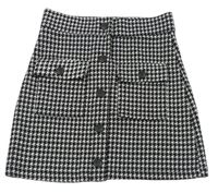 Černo-šedá vzorovaná úpletová propínací sukně F&F
