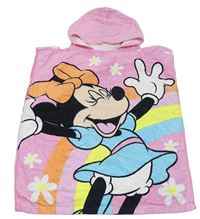 Růžové froté osuškové pončo s Minnie a kapucí Primark