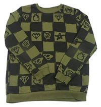 Khaki-černá kostkovaná mikina Primark