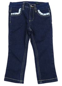 Tmavomodré skinny rifle s úpletovým pasem Benetton