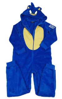 Modrá chlupatá kombinéza s kapucí - Sonic 